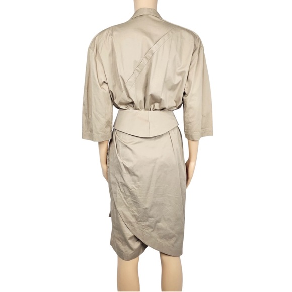 Vintage Thierry Mugler Womens Beige Belted Romper Dress Size 42 - Picture 2 of 9